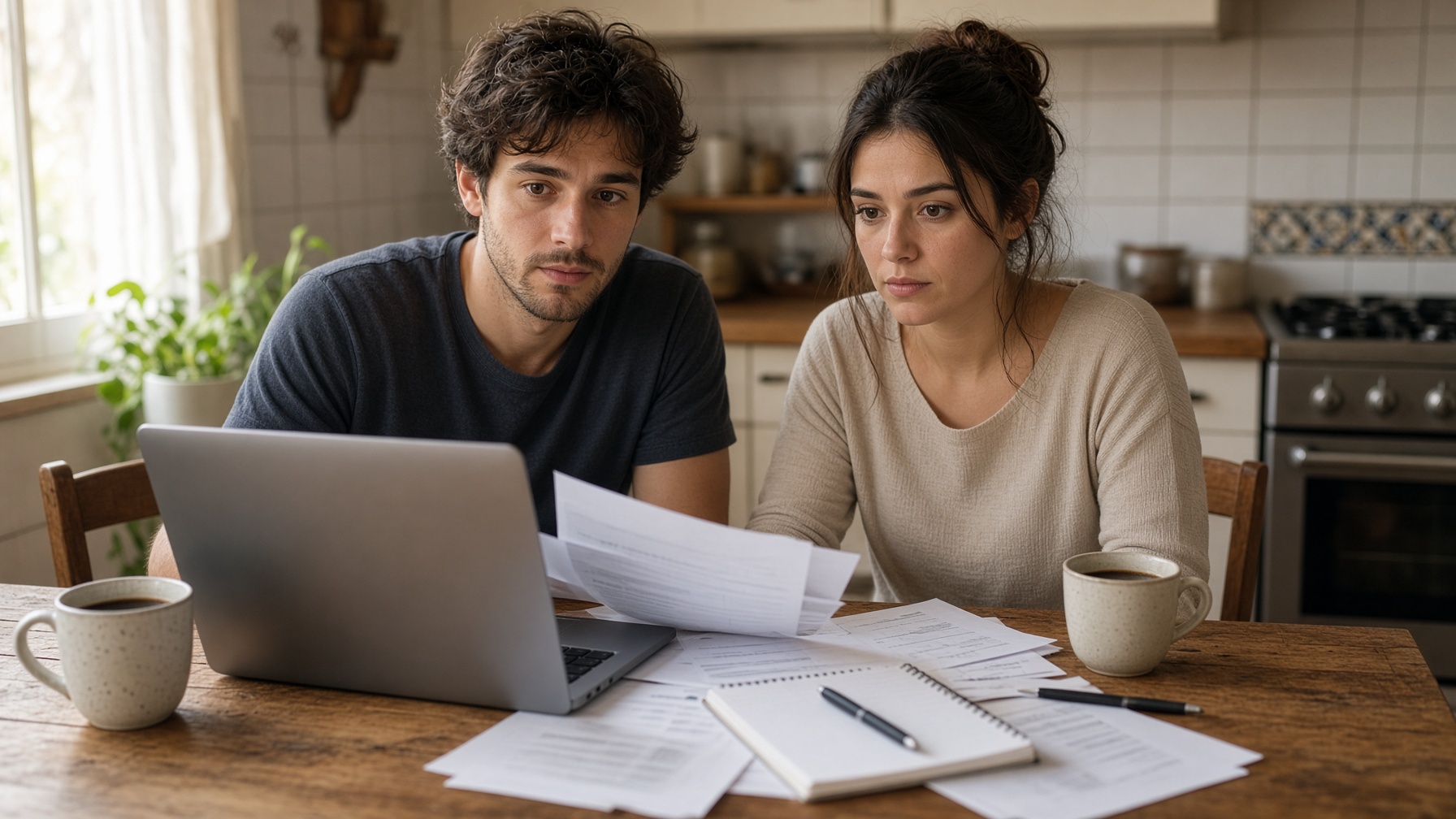 Pareja revisando sus finanzas